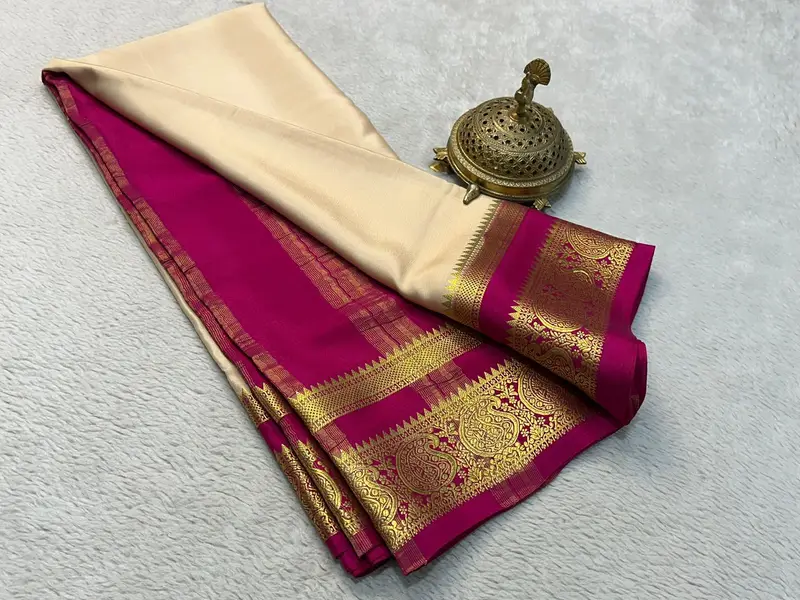 Pure semi crepe mysore silk saree - Image 9 in Hyderabad